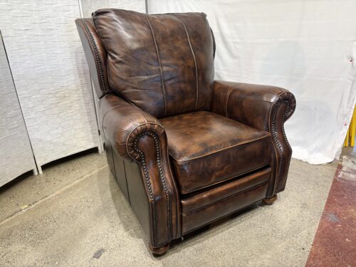 Traditional Leather Recliner Chair in Old Saddle Chocolate Brown