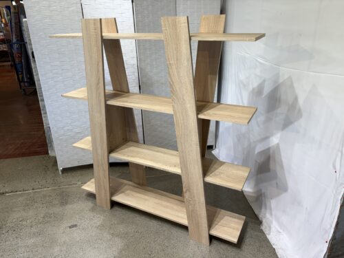 Modern Bookcase in Sonoma Oak Finish with Four Wide Shelves