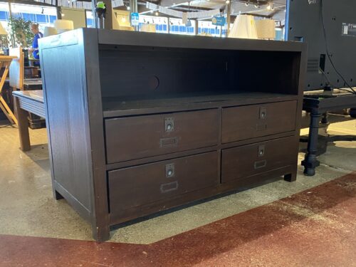 Hefty 4-Drawer Media Stand w/ Flush Ring Pull Hardware