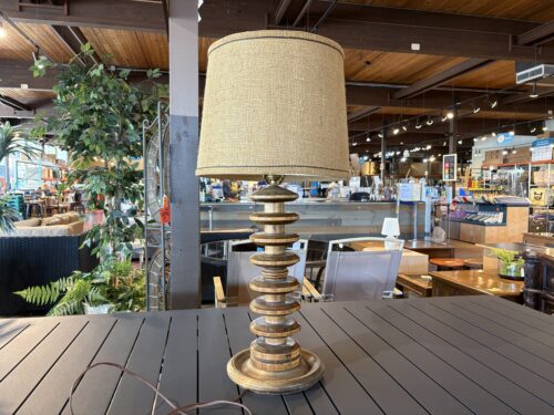 Vintage Stacked Fishbone-Style Wooden Table Lamp