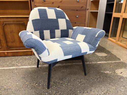 WEST ELM Contemporary Wool White & Blue Lounge Chair