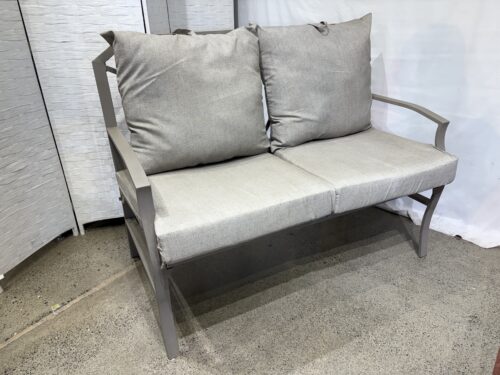 Outdoor Grey Aluminum Loveseat with Cushions