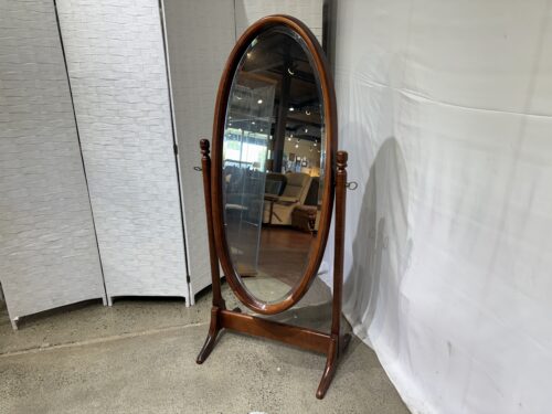 Sturdy Wood Swivel Full-Length Oval Floor Mirror