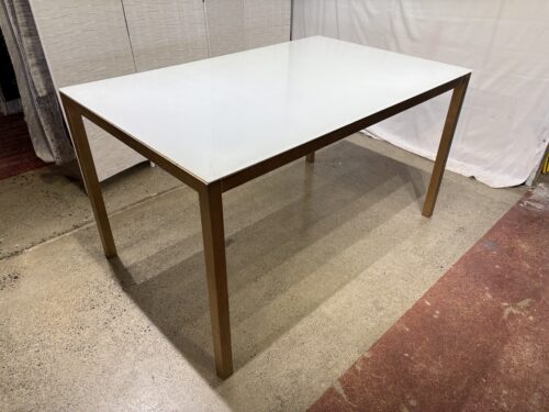Modern Glass Top Dining Table with Gold Legs