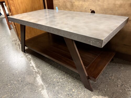 Industrial Riveted Wooden Rectangular Coffee Table
