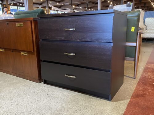 Black 3-Drawer Side Dresser w/ Metal Glide Hardware