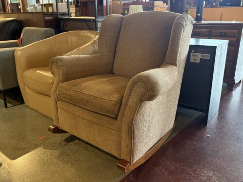 FLEXSTEEL Tan Rolled Arm Rocking Chair
