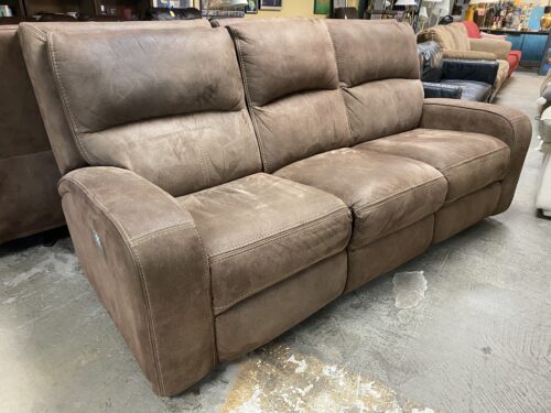 Brown Upholstered 3-Seat Power Reclining Sofa