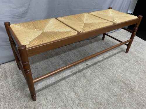 Wood & Wicker 3-Seat Bench