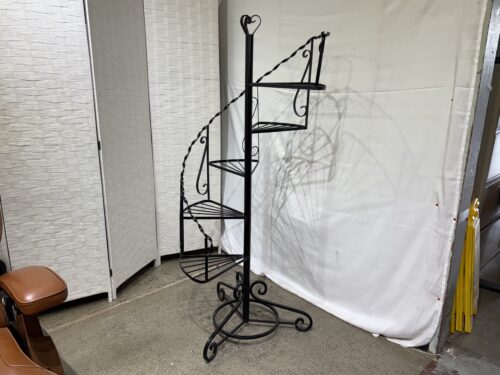 58" Vintage Wrought Iron 5-Tier Spiral Staircase Plant Stand