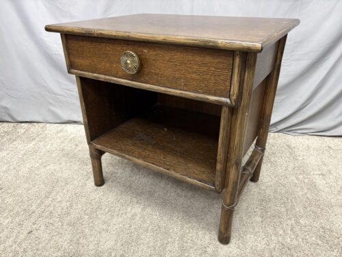 MCGUIRE Vintage Dark Wood Mid Century Bamboo Leg Nightstand