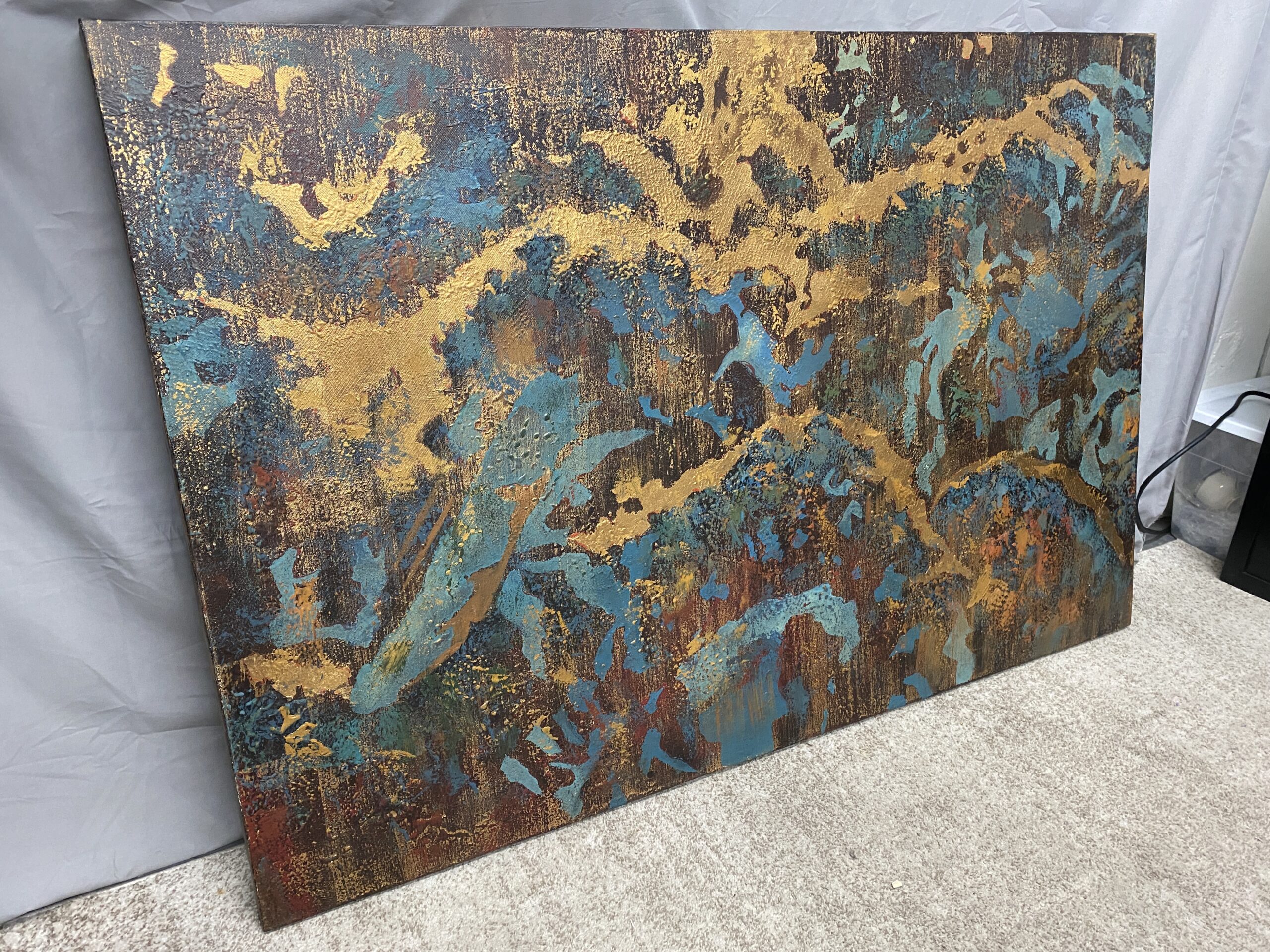 UTTERMOST Abstract Blue & Gold Acrylic Canvas Painting