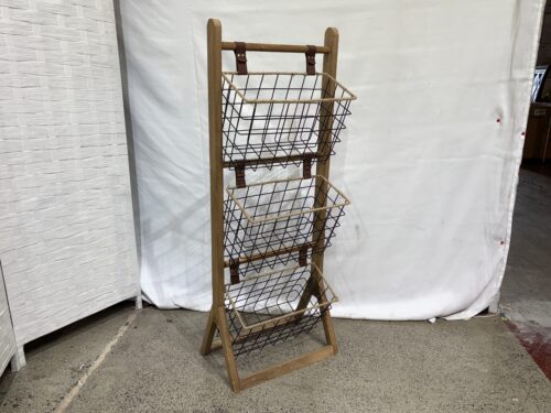 Wood Grain Lumber Vertical Organizer Shelf w/ Baskets