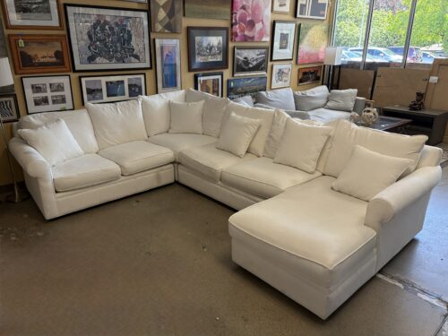 MACY'S Modern Concepts White Fabric Corner Sectional w/ Chaise