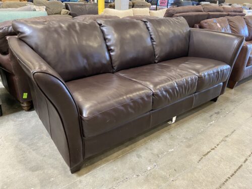 High Arm Dark Brown Leather 3-Seat Sofa
