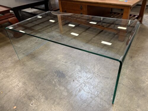 Thick Clear Glass Waterfall Coffee Table