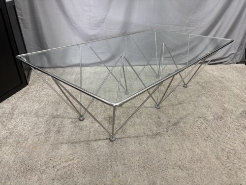 Modern Chrome Prism Glass Top Rectangular Coffee Table
