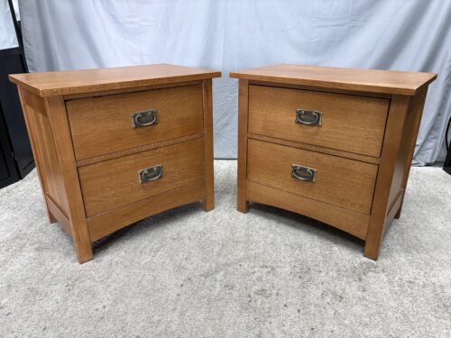 Natural Finish Mission Style 2 Drawer Nightstand
