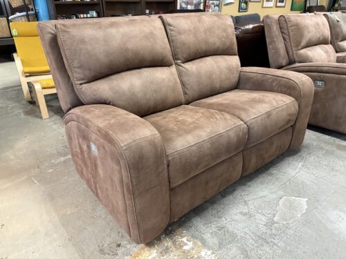 FLEXSTEEL Brown Upholstered Power Reclining Loveseat