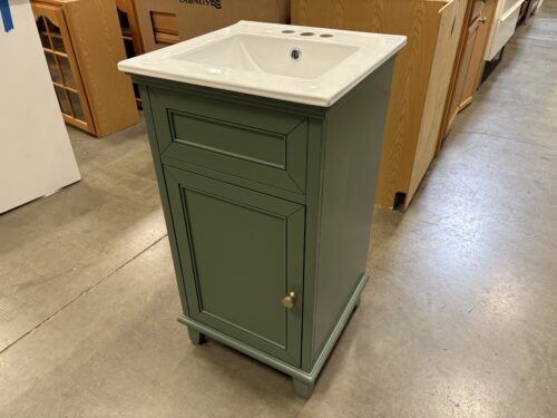NEW! WHALEN FURNITURE Lambert 18" Basil Green Single Sink Vanity with White Top