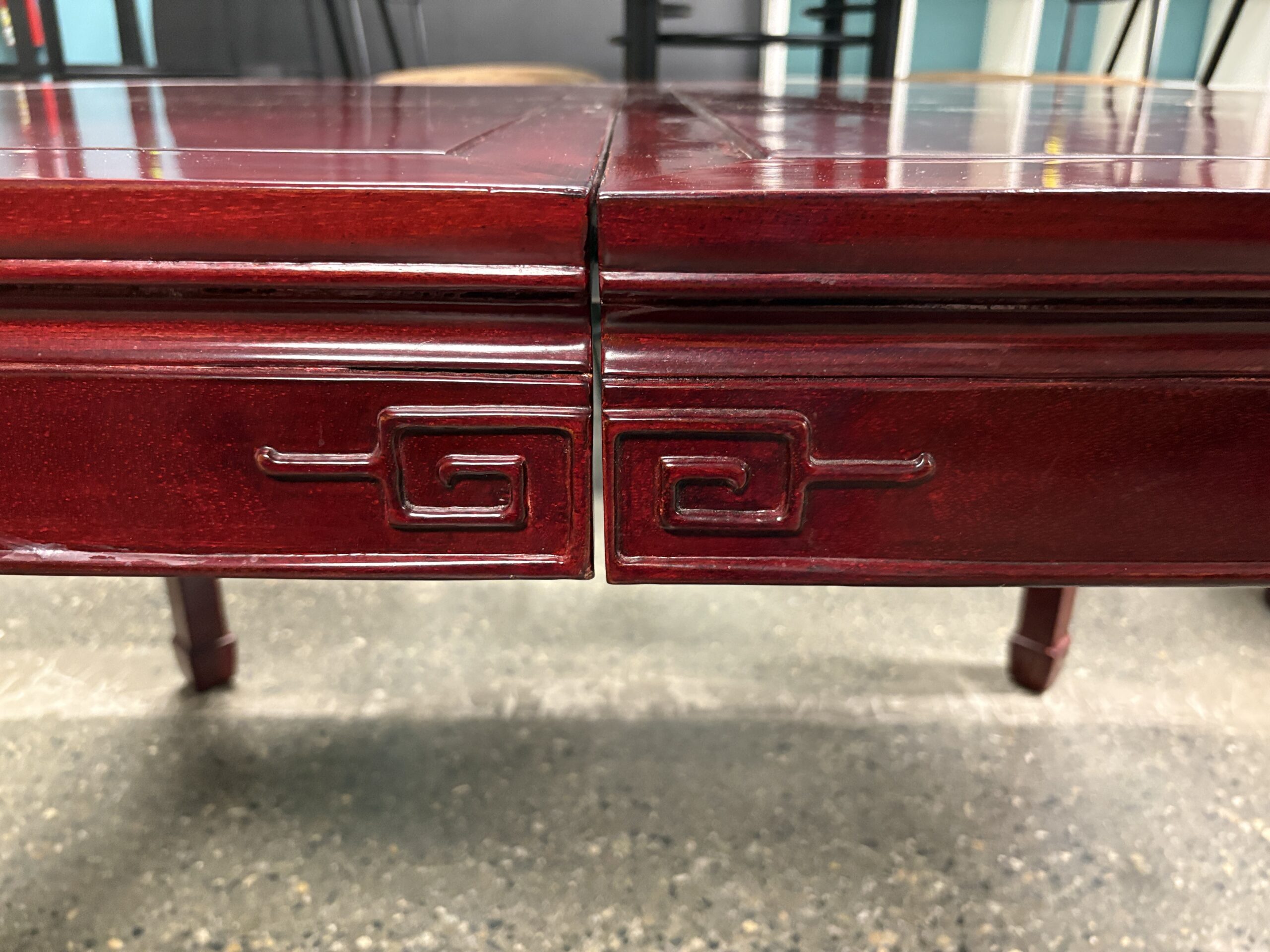 Vintage Chinese Made in Hong Kong Rosewood Extension Table w/ 8 Chairs