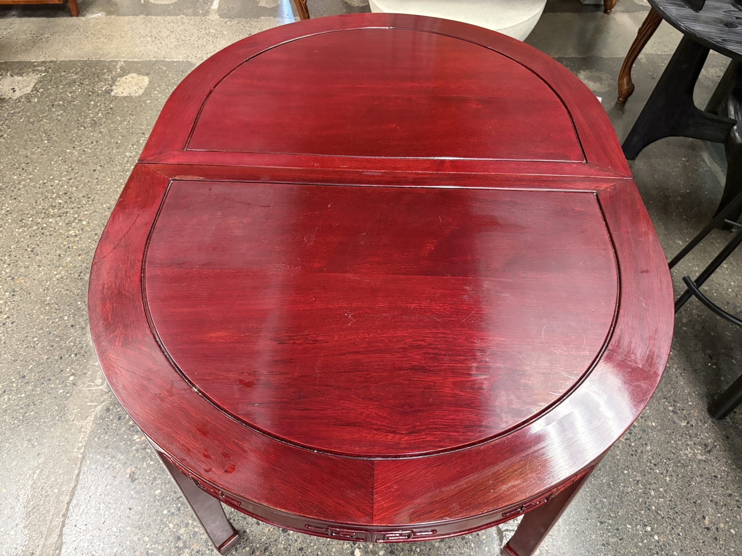 Vintage Chinese Made in Hong Kong Rosewood Extension Table w/ 8 Chairs
