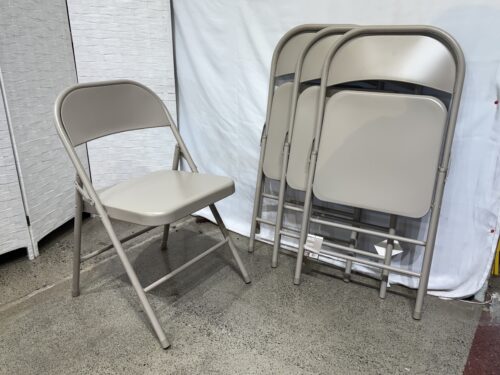 NEW! HOME DEPOT Steel Folding Chair - Beige (Set of 4)