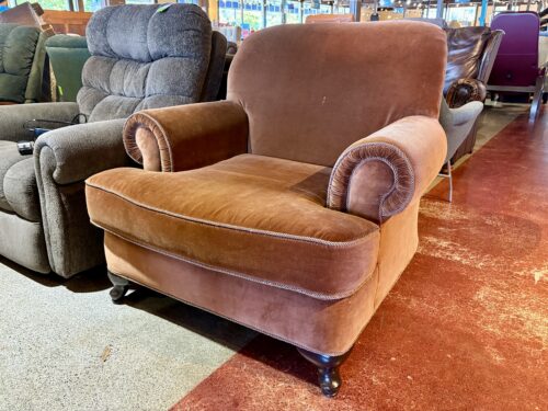 BERNHARDT Burnt Orange Armchair w/ Braid Trim
