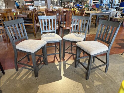 ASHLEY Ash Grey Upholstered Barstool Set (Set of 4)