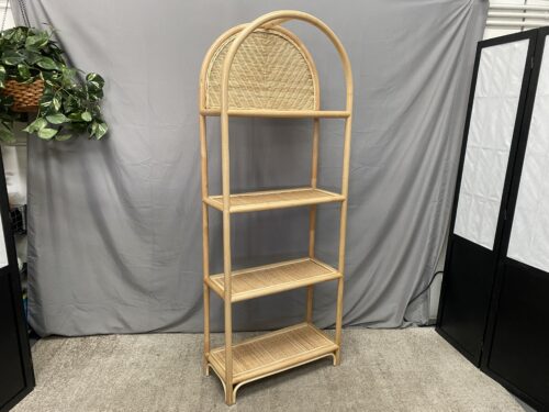 Arched 4-Tier Rattan & Bamboo Display Shelf