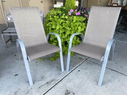 Thresholds Sling Stacking Tan Patio Chairs (Set of 2)