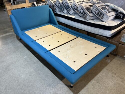 Blue Upholstered Wingback Twin Size Bed Frame