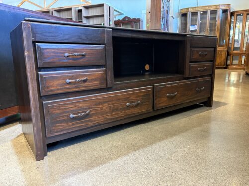 Rustic Solid Wood 64" Wide TV Stand