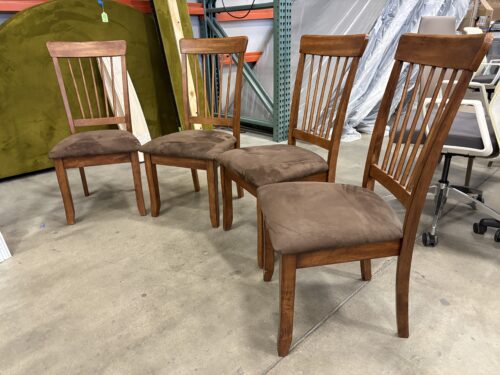 ASHLEY Wooden Cherry Finished Dining Room Chairs with Microplush Upholstered Seat Cushions
