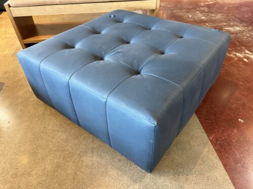 Blue Tufted Square Ottoman