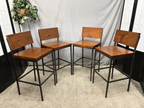 Industrial Square Seat Bar Stool (Set of 4)