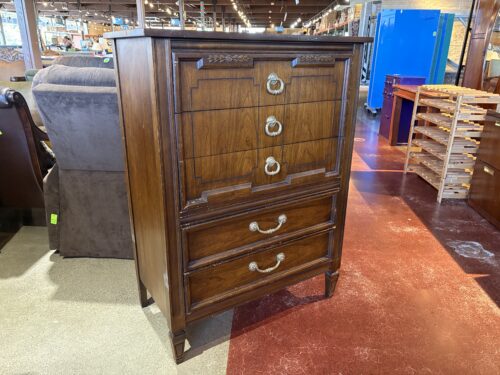 DIXIE Five Drawer Dresser with Unique Fretwork Hardware