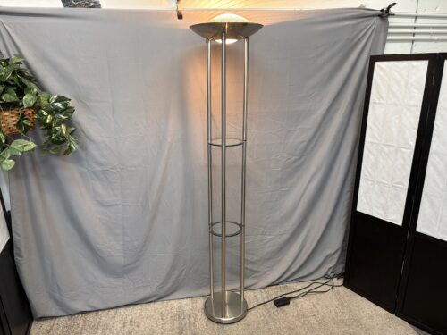 Chrome Dimmable Torchiere 2-Shelf Floor Lamp