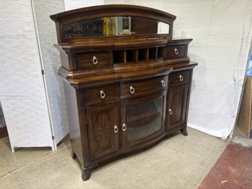 Keenan Server in Dark Walnut with Built in Mirror