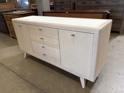NEW! CANADEL Downtown Cotton Wash MCM Style Buffet with Frosted Glass Insert Top