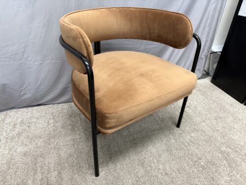 Brown Velvet Upholstered Modern Accent Chair