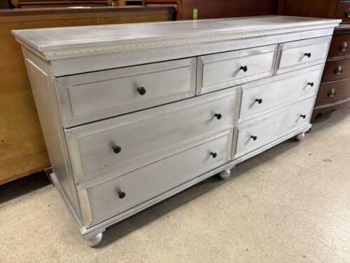 Industrial Metal Plated 7-Drawer Longboy Dresser