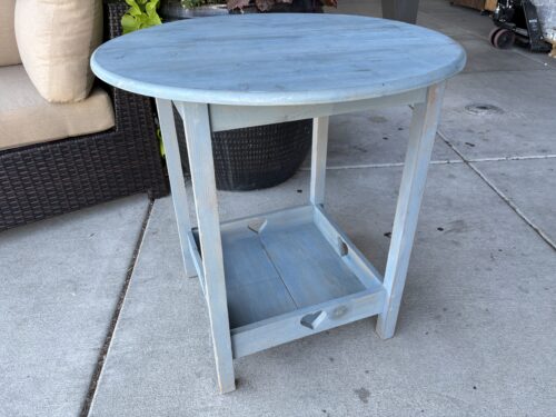 Blue Rustic Round Bistro Table