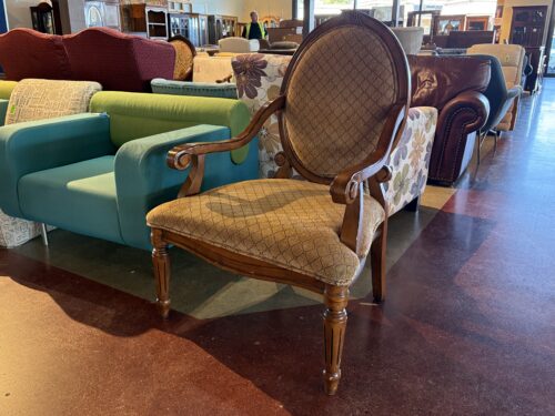 French Country Wood Frame Accent Chair
