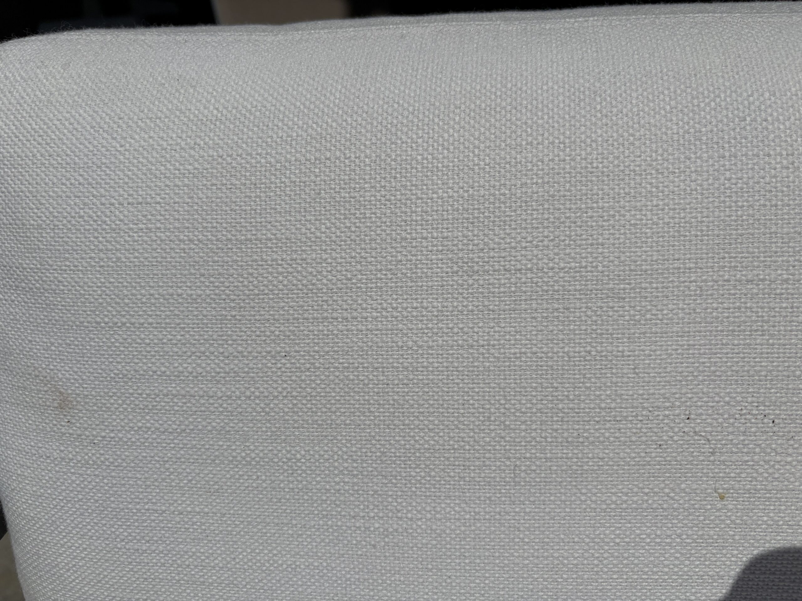 RESTORATION HARDWARE Aegean Slate Aluminum Outdoor Sofa w/ White Performance Texture Weave Cushions