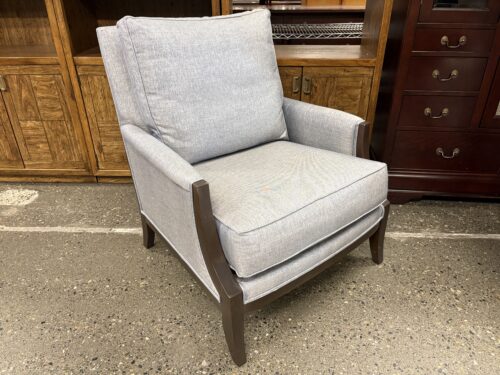 ETHAN ALLEN Grayson Hibbert Water Fabric Lounge Chair w/ Dark Wood Frame