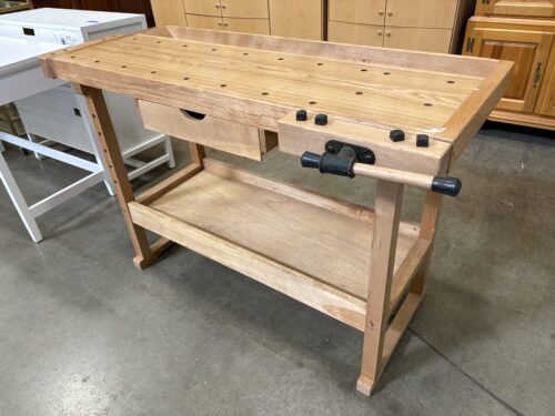 Natural Finish Wooden 2 Tier Work Bench