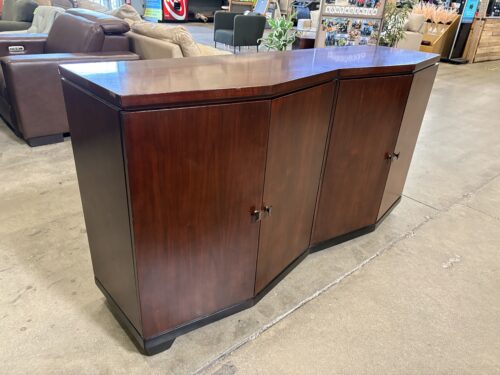 Vintage Cherry Finished Angular Breakfront Buffet