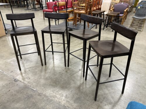 ANDREU WORLD Sleek Dark Finished Wooden Barstool (Set of 4)