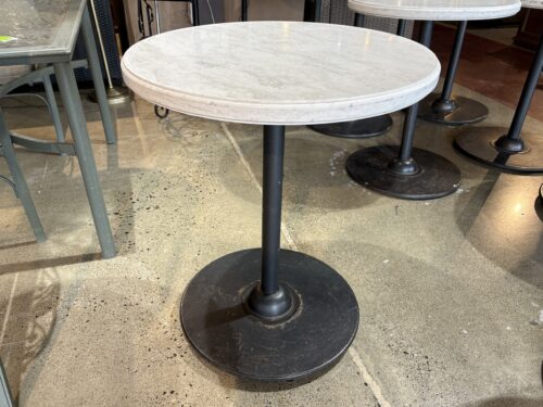 Short Round Marble Café Table - Straight Edge